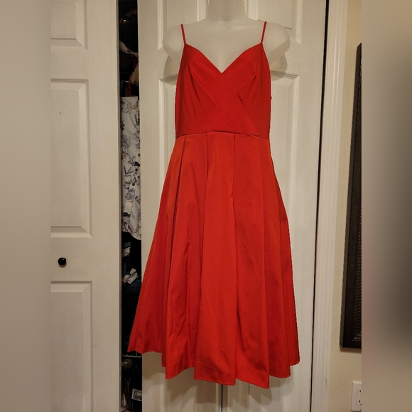 J Crew Red Cocktail Fit Flare Ruffle Dress 4 - Picture 1 of 10